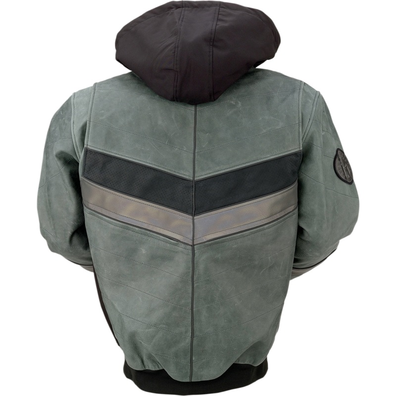 Z1R Thrasher Leather Jacket - Green/Gray - Large 2810-3814