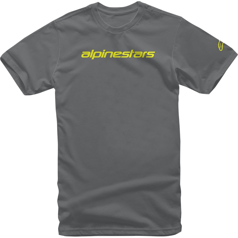 Alpinestars Linear Wordmark T-Shirt - Charcoal/Fluorescent Yellow - Large 1212-720201852L