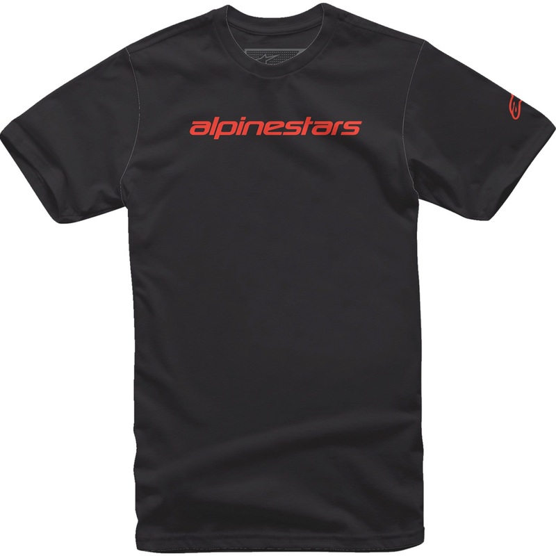 Alpinestars Linear Wordmark T-Shirt - Black/Warm Red - Large 1212720201523L