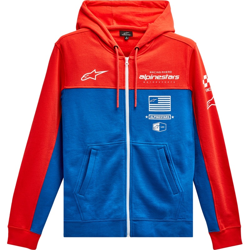 Alpinestars H Block Hoodie - Warm Red/Bright Blue - Large 1213510703171L