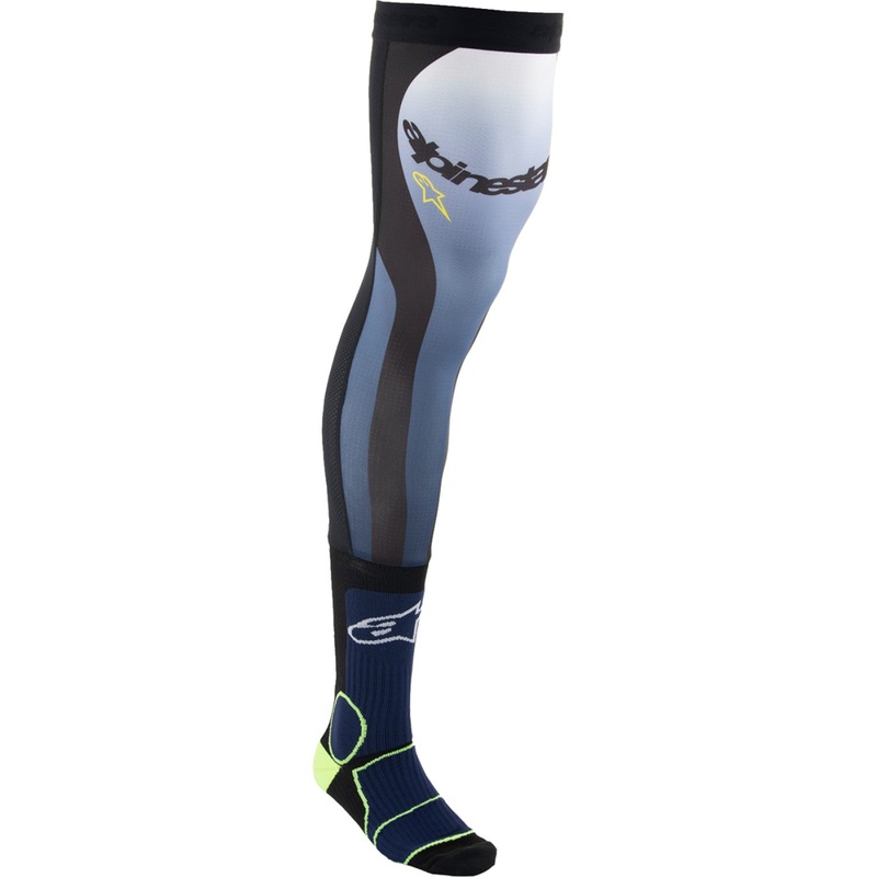 Alpinestars Knee Brace Socks - Navy/Black/Yellow - Large/XL 4701324-7455-LX