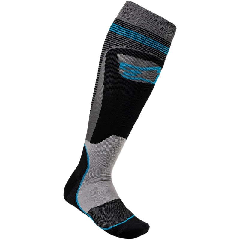 Alpinestars MX Plus 1 Socks - Black/Cyan - Large/2XL 4701820-1079L2X