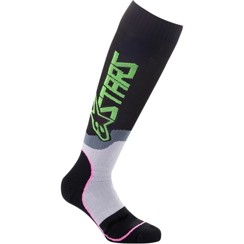 Alpinestars MX Plus-2 Socks - Black/Green/Neon/Pink Fluorescent - Large 4701920-1669-L