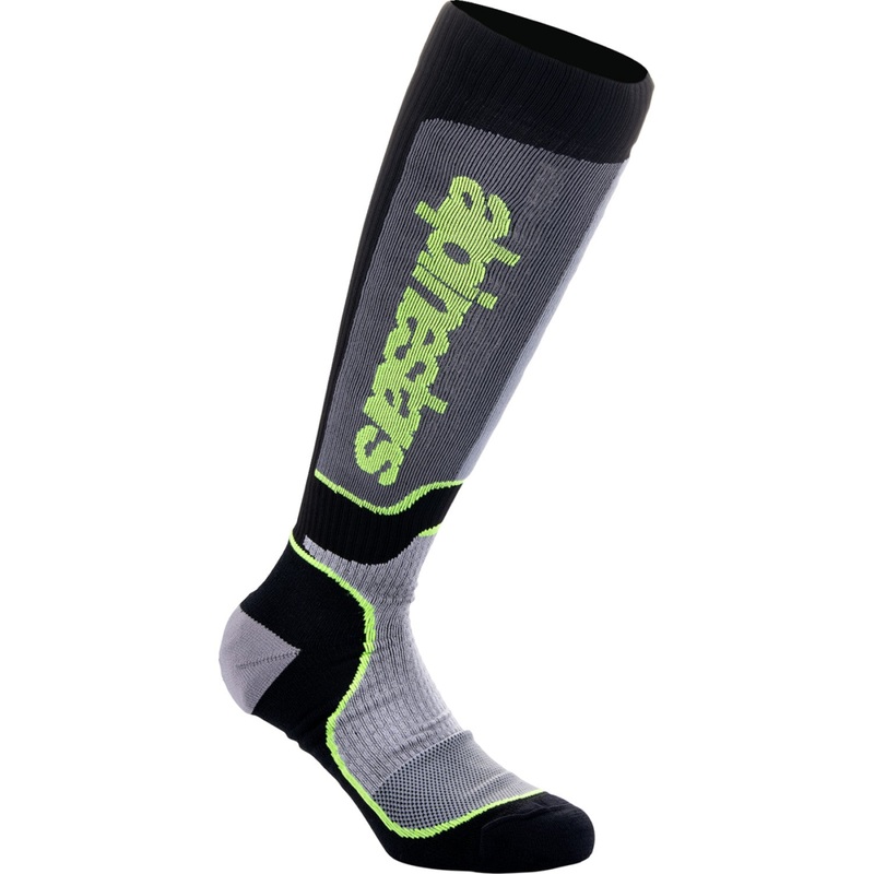 Alpinestars MX Plus Socks - Black/Gray/Yellow - Large 4702324-175-L