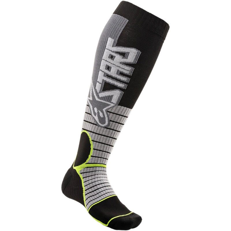 Alpinestars MX Pro Socks - Gray/Yellow - Large 4701520-905-L2X