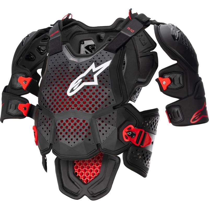 Alpinestars A-10 v2 Full Roost Guard - Black/Red - M/L 6700523-1431-ML