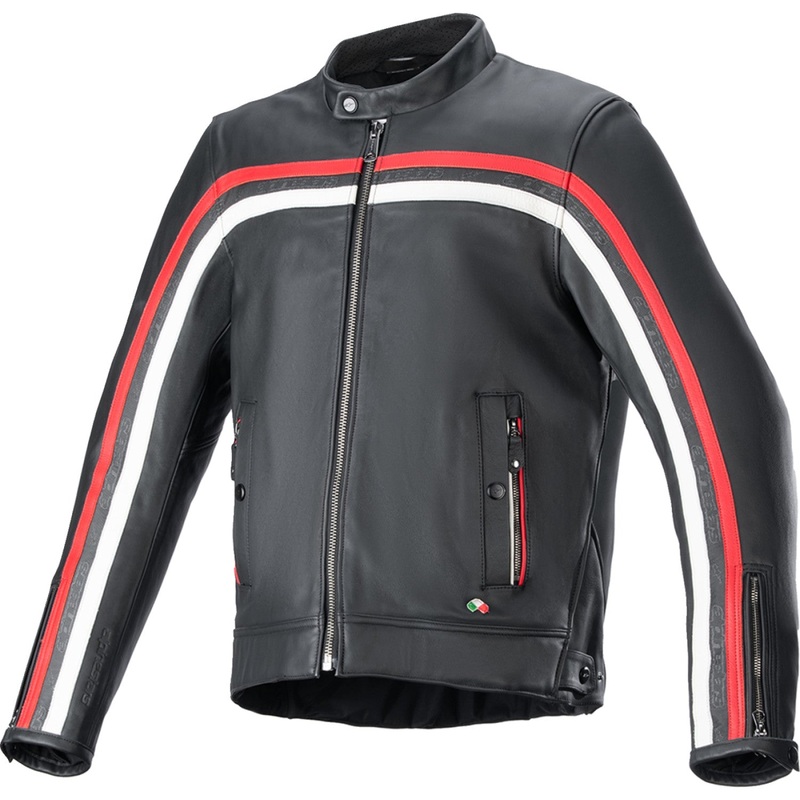 Alpinestars Dyno Leather Jacket - Black/Ruby Red/Ecru - 4XL 3103924-1316-4X