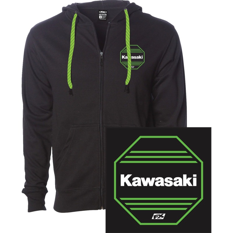 Factory Effex Kawasaki Octagon Zip-Up Hoodie - Black - Large 28-88154