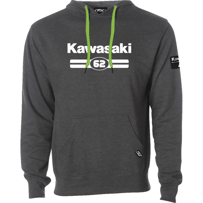 Factory Effex Kawasaki Sixty Two Pullover Hoodie - Heather Charcoal - XL 27-88106