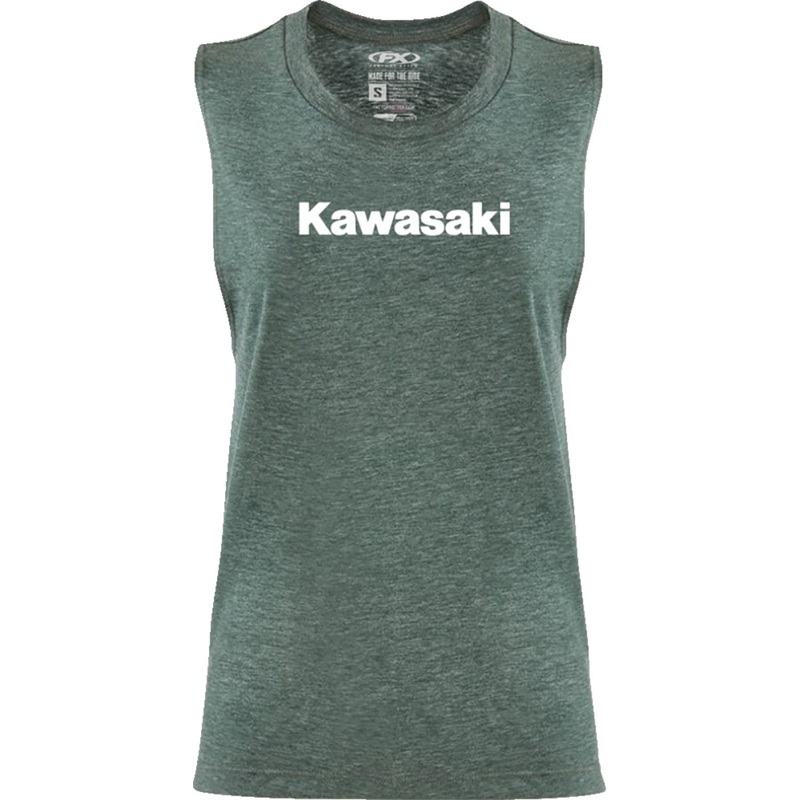 Factory Effex Women's Kawasaki Muscle Tank Top - Heather Forest Green - Small 27-87150