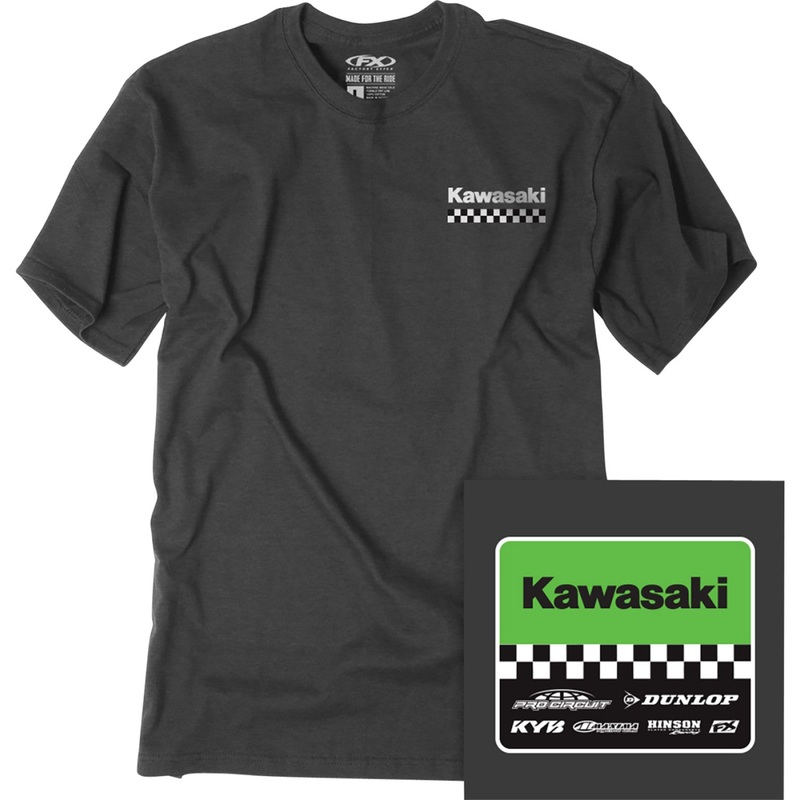 Factory Effex Youth Kawasaki Starting Line T-Shirt - Heather Charcoal - Large 27-83104